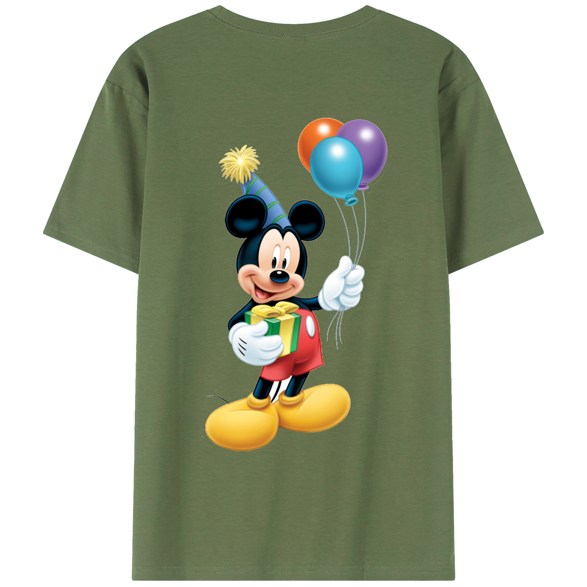 ミッキーマウス Mickey Mouse 綿100％ メンズ半袖Tシャツ（バックプリント） 通気性